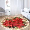 Red Poinsettia Flower Round Rug Green Leaves Christmas Holiday Indoor Floor Area Carpet for Living Room Bedroom Decor