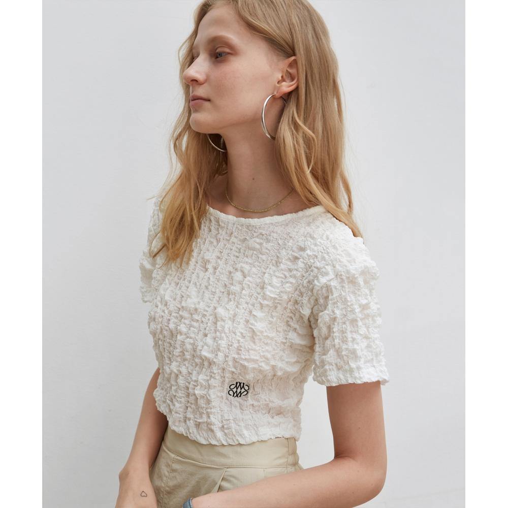 

NICKNICOLE NICOLE SHIRRING CROP TEEWHITE