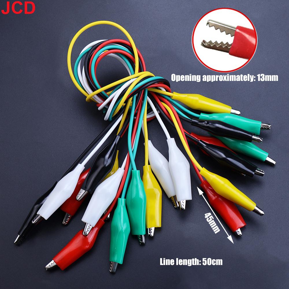 JCD 10PCS Alligator Clips Electrical, 5 Colors Test Leads with Testing Probes Crocodile Jumper Wires Cable with Alligator Clips