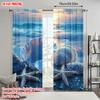 2pcs   Plane Printing Popular Curtain Panels Seashell and Pearl Beach Scene Polyester Fabric (without Rod) All Seasons for