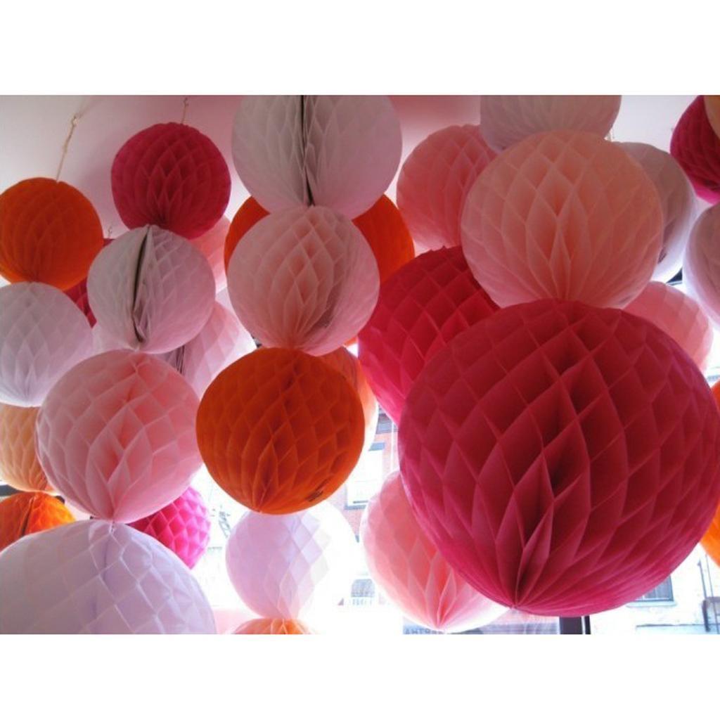 6"Tissue Paper Honeycomb Ball Lanterns Wedding Party Home Decor Orange