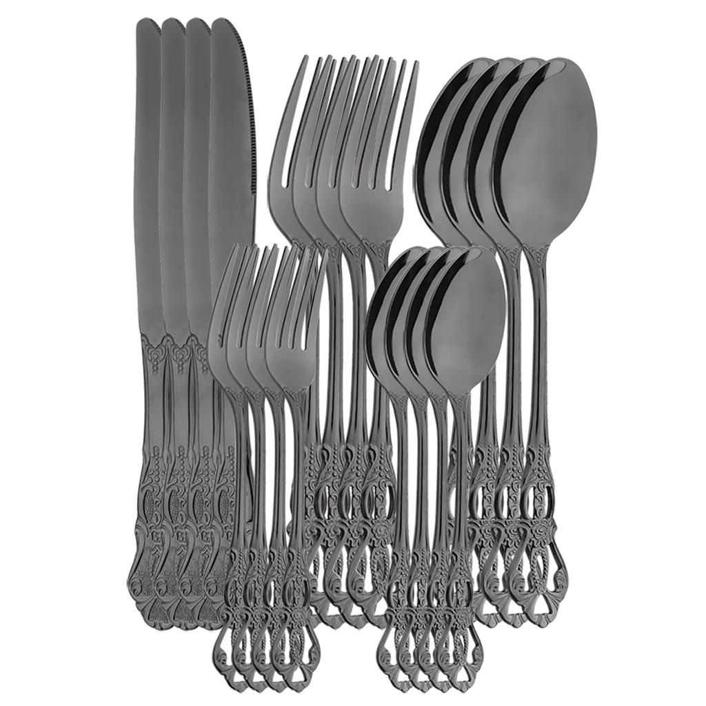 High Quality Cutlery Set Knife Fork Dessert Spoon Dinnerware Colorful Flatware Set Stainless Steel Silverware Kitchen Tableware