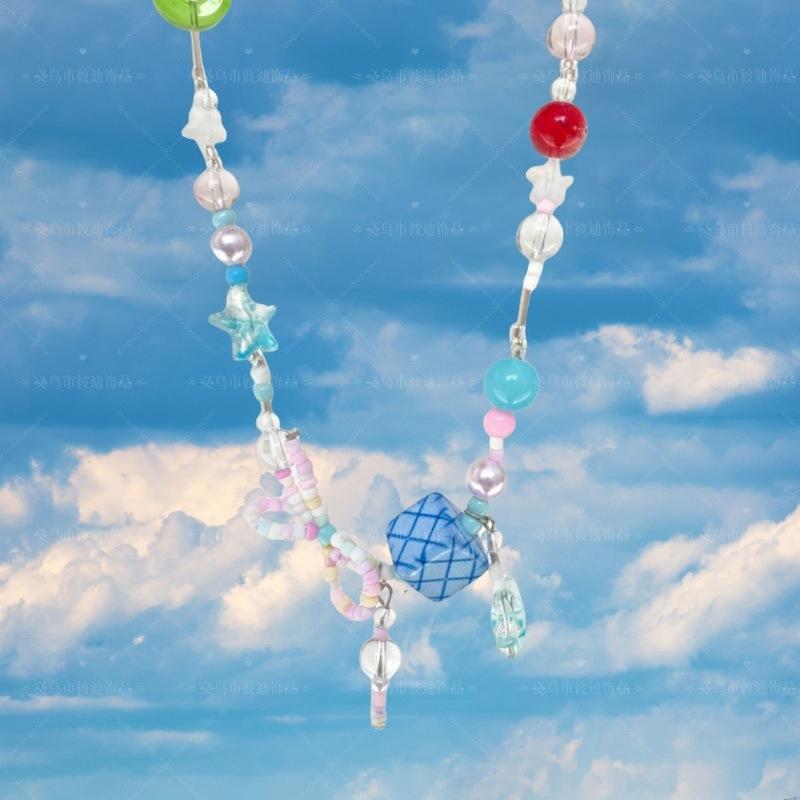 Summer Niche Handmade Color Dopamine Beaded Children's Fun Necklace Creative Cute Versatile Sweet Collarbone Chain