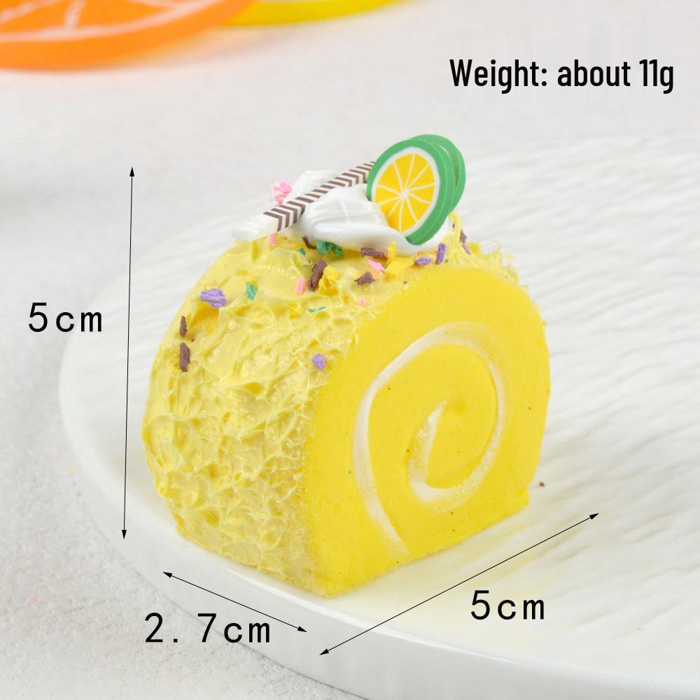 5cm Mini Swiss Roll Model Cake with Fake Fruit and Cream – Children's Toy Display Ornament