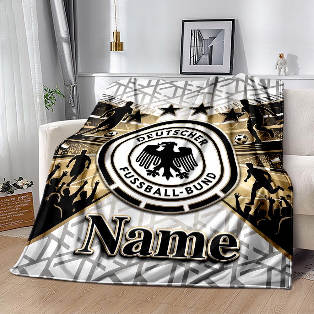 German Football Crest Personalized Text Blanket Lightweight Customizable Blanket Comfortable Throw For Sofa Office Chair Bedding Home Decor