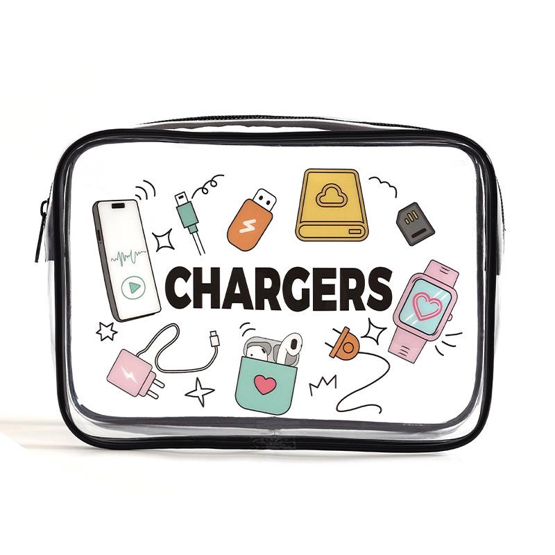 Floral Transparent PVC Waterproof Travel Makeup and Electronics Bag