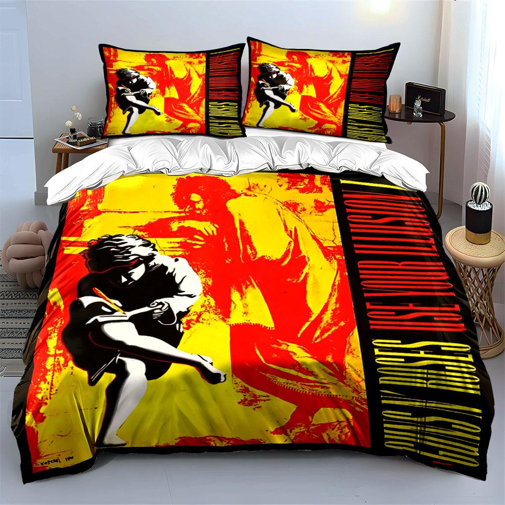 Guns N' Roses Use Your Illusion Bedding Duvet Cover Set Duvet Cover Pillowcases (1*Duvet Cover 2*Pillowcases, Without Duvet Insert)