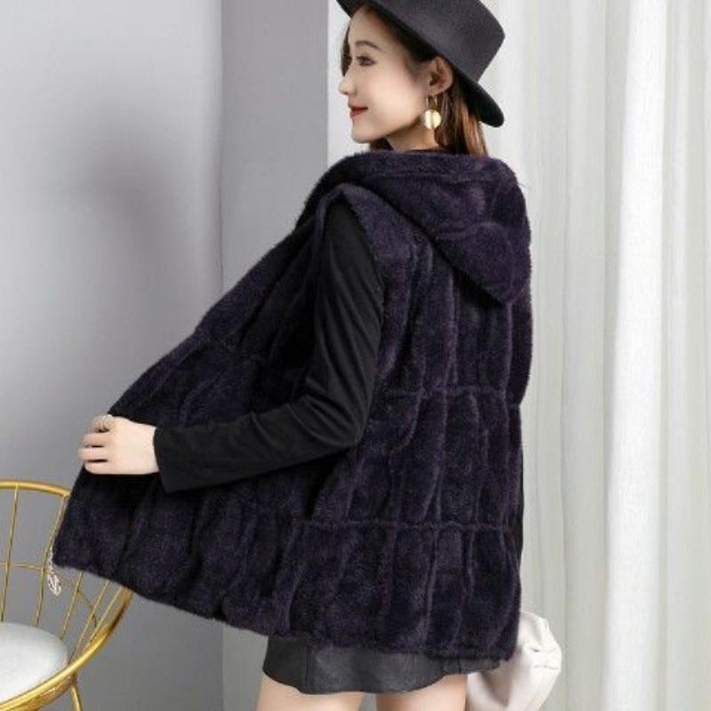 Kapuzenweste Reißverschluss Strickjacke Damen Herbst- und Wintermode Weste
