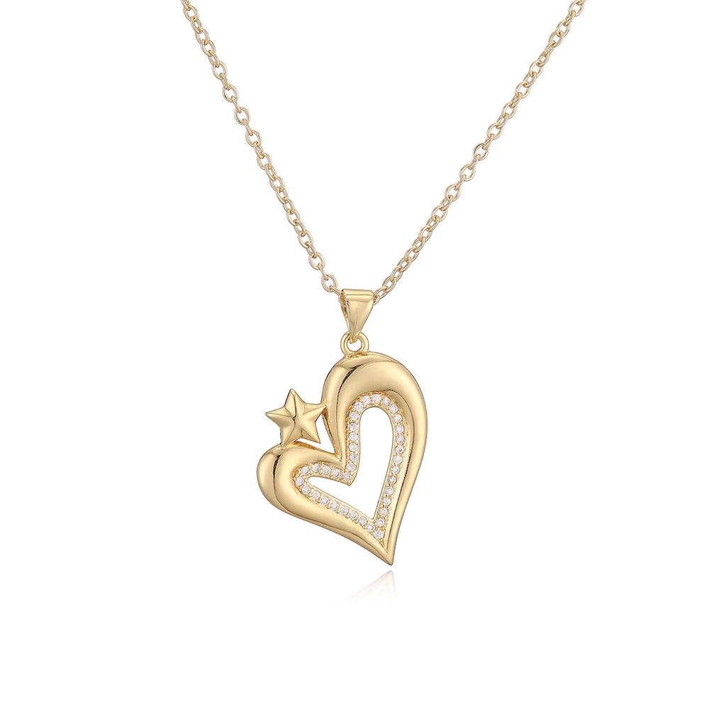Mafisar Non-Fading Gold Color 316L Stainless Steel Party Jewelry Shiny AAA CZ Zircon Heart Pendants Necklaces For Women