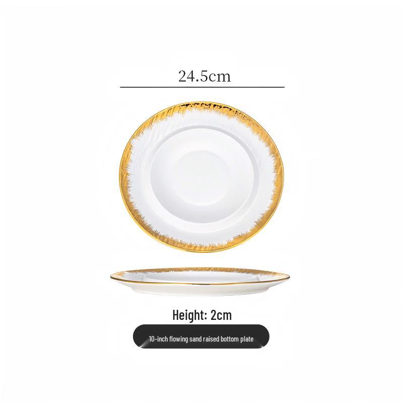 Dairuien Chinese Style White Gold Plated Ceramic Dinner Plates