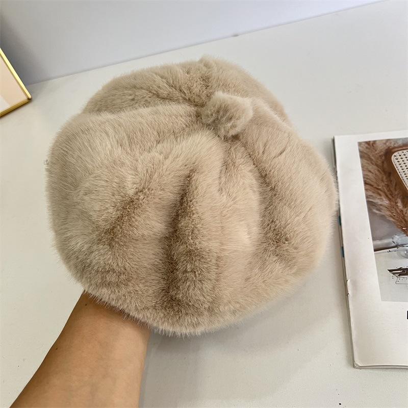 New Plush Beret Women's Autumn and Winter Daily Versatile Octagonal Hat Sweet and Cute Retro Painter Hat Tide