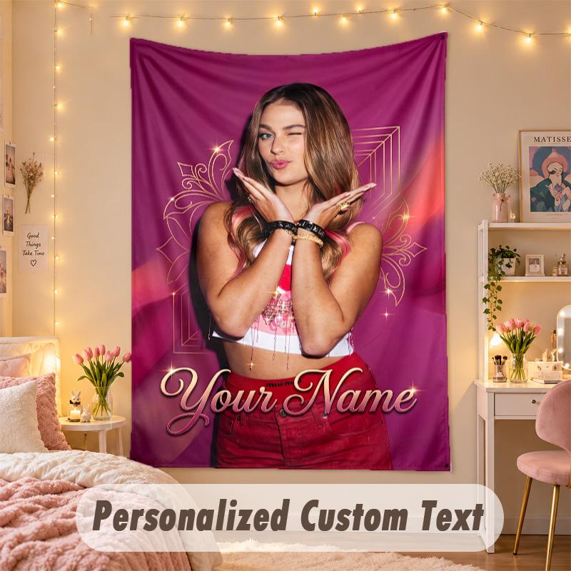Custom Personalized Tapestry,Roxy Dekker Print Custom Name Text Wall Art Hanging for Bedroom