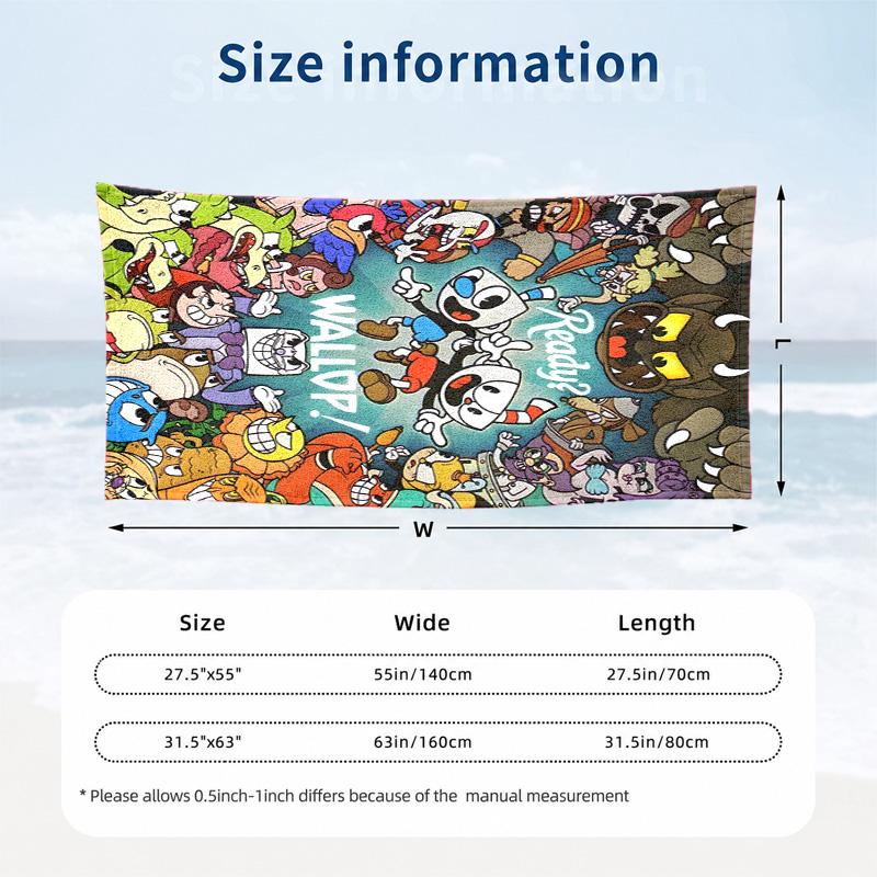 Cuphead Microfiber Beach Towel Quick Dry Sand Free Lightweight Beach Towels for Travel Swimming Camping