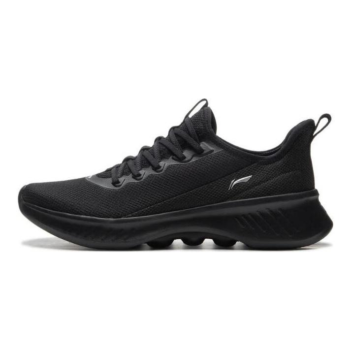 Li Ning Shumai Comfortable Simple Non-Slip Breathable Low-Top Running Shoes Men Running Shoes Black AGLU319-6