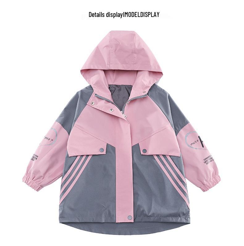 Girls' Spring 2026 Windbreaker: Hooded, Drawstring Jacket for Little to Large Children