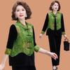 2026 New Chinese Style Gold Velvet Three-Piece Vest Suit for Middle-Aged and Elderly Women - Mom's Spring Outfit