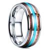 Fashion 8mm Men Titanium Wedding Rings Green Shell Inlay Stainless Steel Rings For Men Wedding Band Anniversary Birthday Gifts