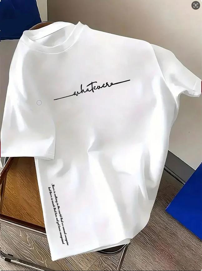 Unisexs Pure Cotton Round Neck Tshirt 2026 Summer Letter Vertical Printing Breathable Soft Street Top with Choose from S4XL