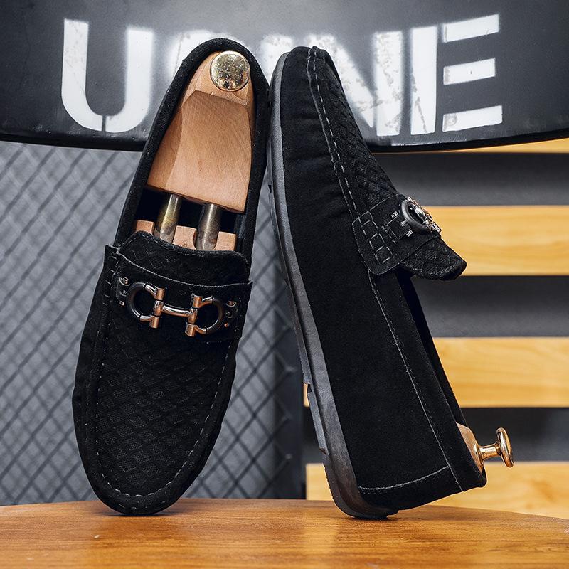 

Мужские летние туфли Doudou из матовой замши, лоферы без шнурков, мужские маленькие кожаные туфли, обувь для вождения, мужской комфорт 39