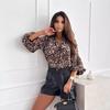 GMXIA Autumn Loose Temperament V-neck Leopard Print Blouse Blouse Women