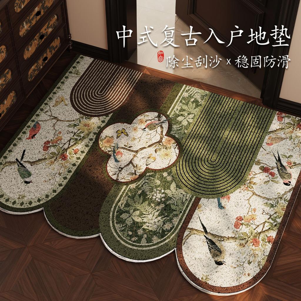 New Chinese-Style Door Floor Mat, Dirt-Resistant And Wear-Resistant Silk Ring Floor Mat Can Be Cut, And The Door Scraping Mud Foot Pad Rubs The Land .
