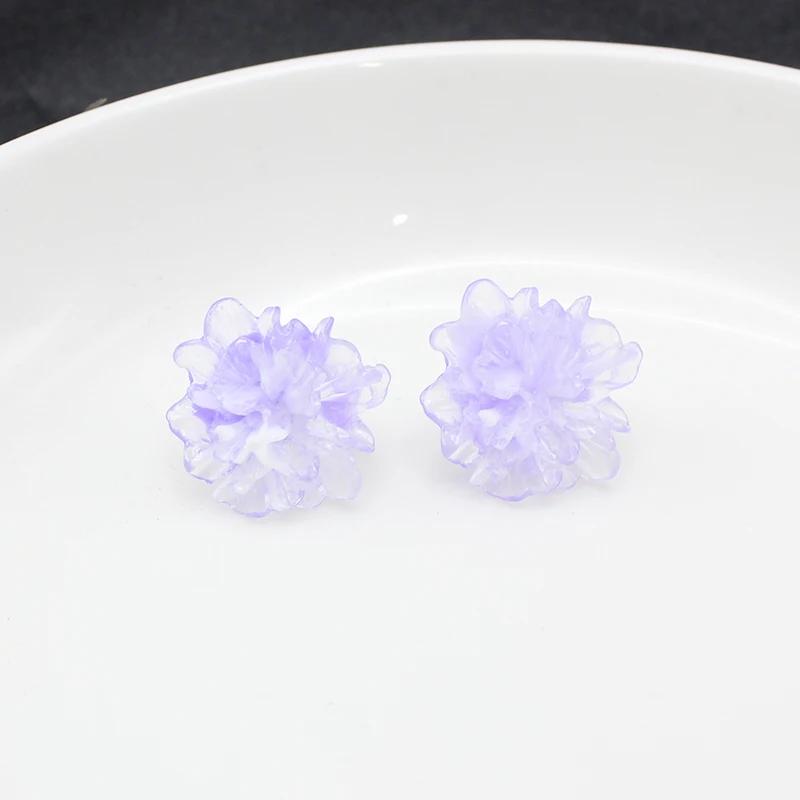 Resin Transparent 3D Flower Big Stud Earring for Women Personality Creative Lovely Simple Wedding Jewelry Girl Gift Brincos
