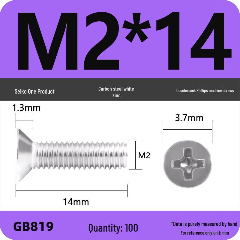 GB819 Zinc-Plated Carbon Steel Phillips Countersunk Screws: M2-M10