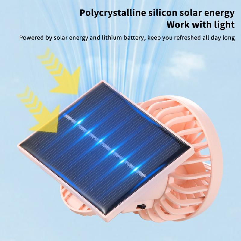 Portable Mini Hand Clip Fan Usb Rechargeable Solar Powered Fan For Travel Outdoor Hiking Camping Clip On Air Cooling Small Fan