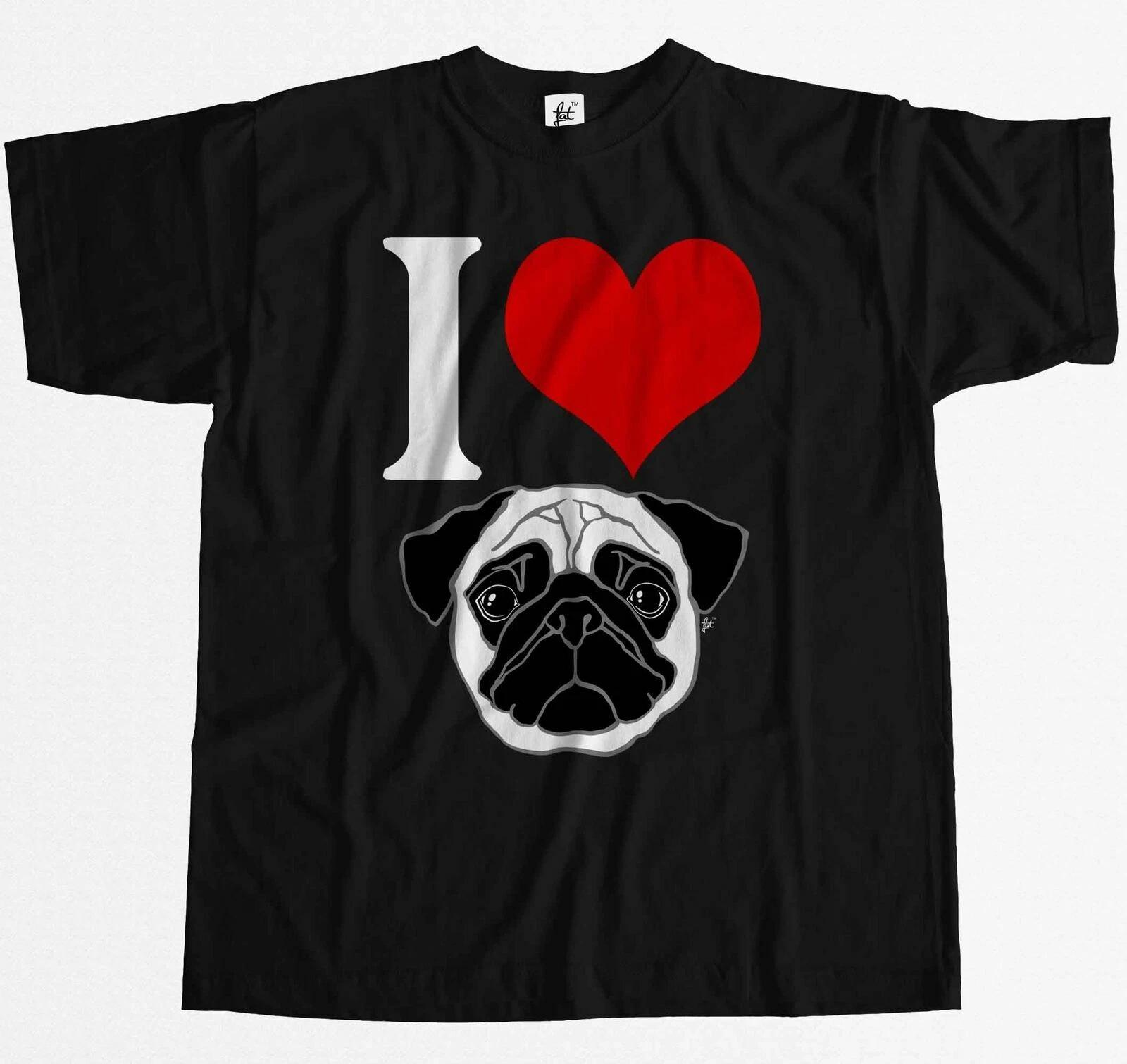 I Love Pugs - Heart Adore Wonderful Pug Dogs Mens T-Shirt XXXXL