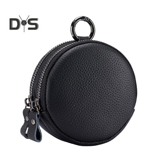 

Кошелек для монет с двойной застежкой-молнией, круглый, компактный, портативный, из искусственной кожи, сумка для наушников, водонепроницаемый органайзер для ювелирных изделий