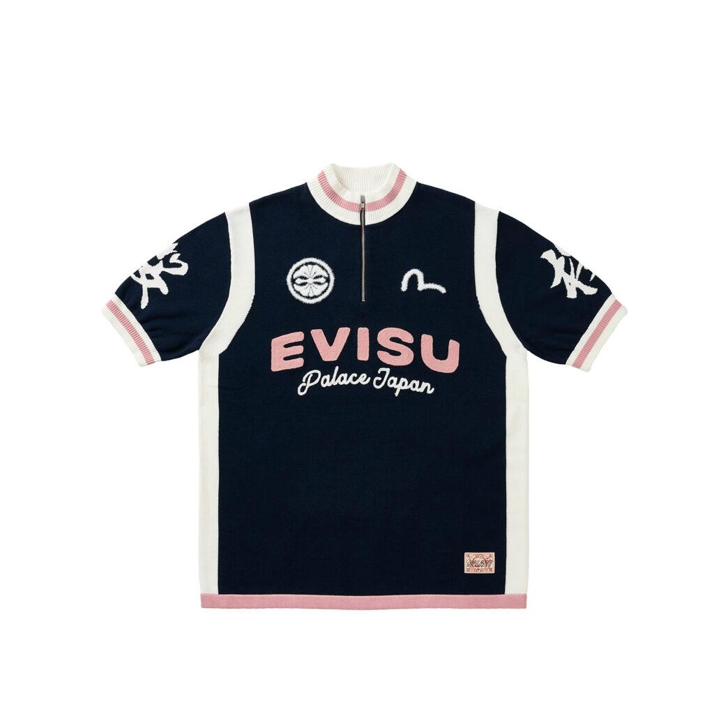 Palace X Evisu Samenwerking SS26 Retro Sport Half Hoge Hals Half Rits Korte Mouw Gebreide Top Unisex tops PAL-SS26-045 L