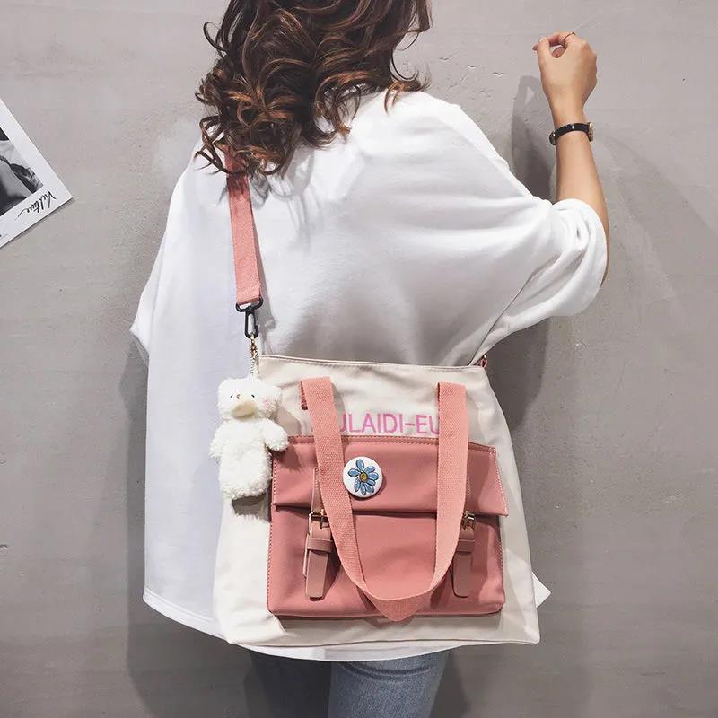 Color : White RLJJCS Korean Version of The New Canvas Bag Female Shoulder Bag Cute Handbag Canvas Low Carbon Green Bag Messenger Bag College Wind Student Canvas Bag Crossbody Bag Color : White RLJJCS Korean Version of The New Canvas Bag Female Shoulder Bag Cute Handbag Canvas Low Carbon Green Bag Messenger Bag College Wind Student Canvas Bag Crossbody Bag