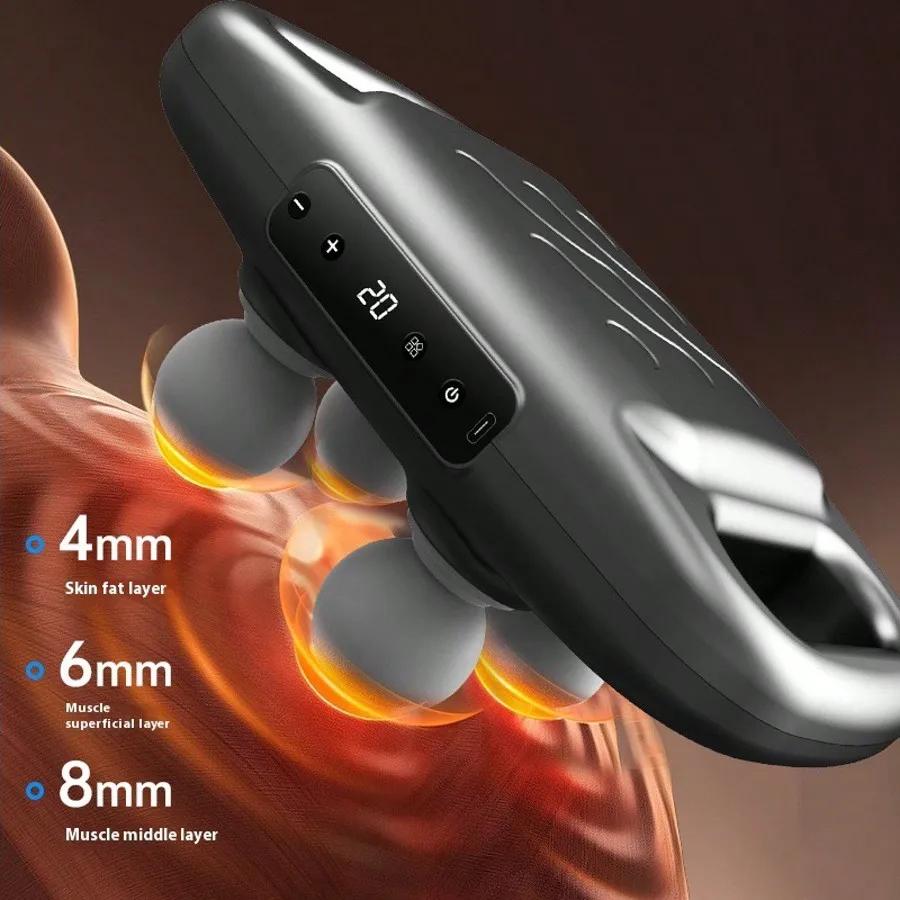 Professional Grade Four Head Fascia Gun Rechargeable High-Frequency Vibration Massage Muscle Relaxation Home Fascia Massager