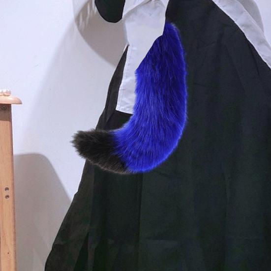 Cosplay Fake Fox Tail Soft Fuzzy Plush Banded Contrast Color Adjustable Waist Circumference Elastic Band Performance Club Dance Paty Costumes