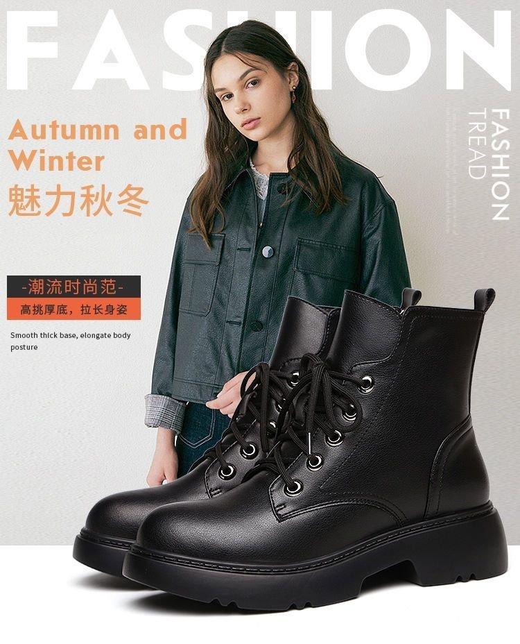 British Martin boots women's 2025 new autumn and winter velvet soft leather versatile platform short boots ins trendy women's shoes