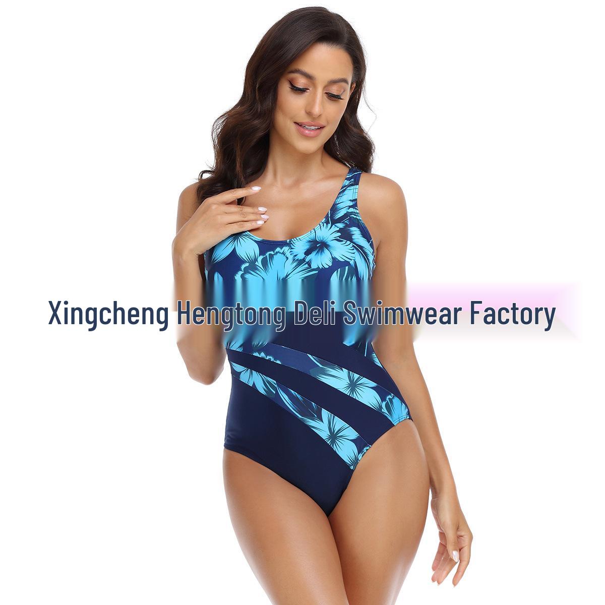 

Женский сексуальный слитный купальник-треугольник - Европейский и американский хит продаж, модное бикини с принтом M темно-синий