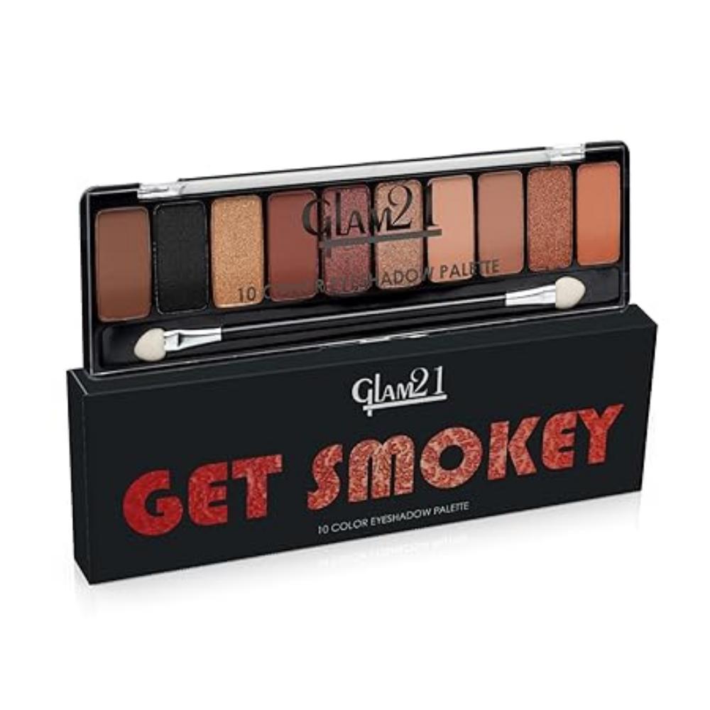 Get Smoky 10 Color Eyeshadow Palette | Smudge Free | Long Wearing And Easily Blendable Eye Makeup Palette Matte, Shimmery And Metallic Finish
