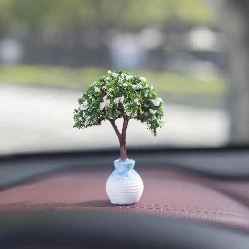 New Mini Tree Car Ornaments Center Console Decoration Car Mounted Plant Accessories Simulated Flower Decoration Cute Ornaments