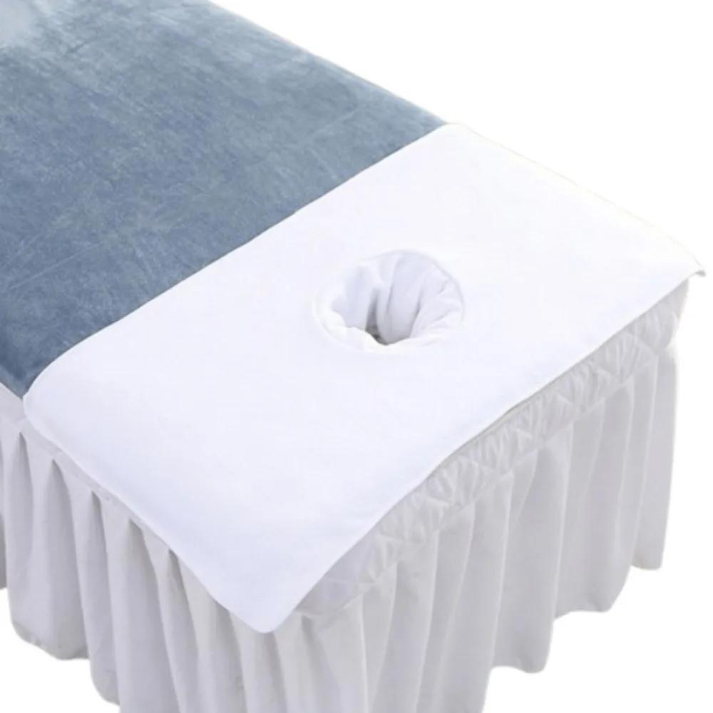 Serviette Visage Massage Épaisse Respirante Douce Serviette Salon de Beauté avec Trou Couleur Unie Coussinets Repose-Tête pour Salons de Beauté