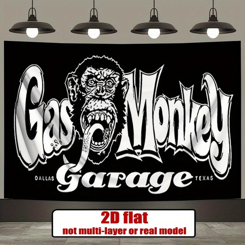 American Retro Gas Monkey Garage Tapestry Background Fabric Garage Atmosphere Room Decoration 100X70CM