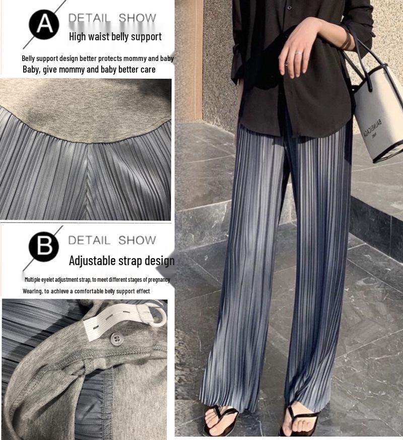 New Summer Pleated High Waist Floor-Length Wide-Leg Pants