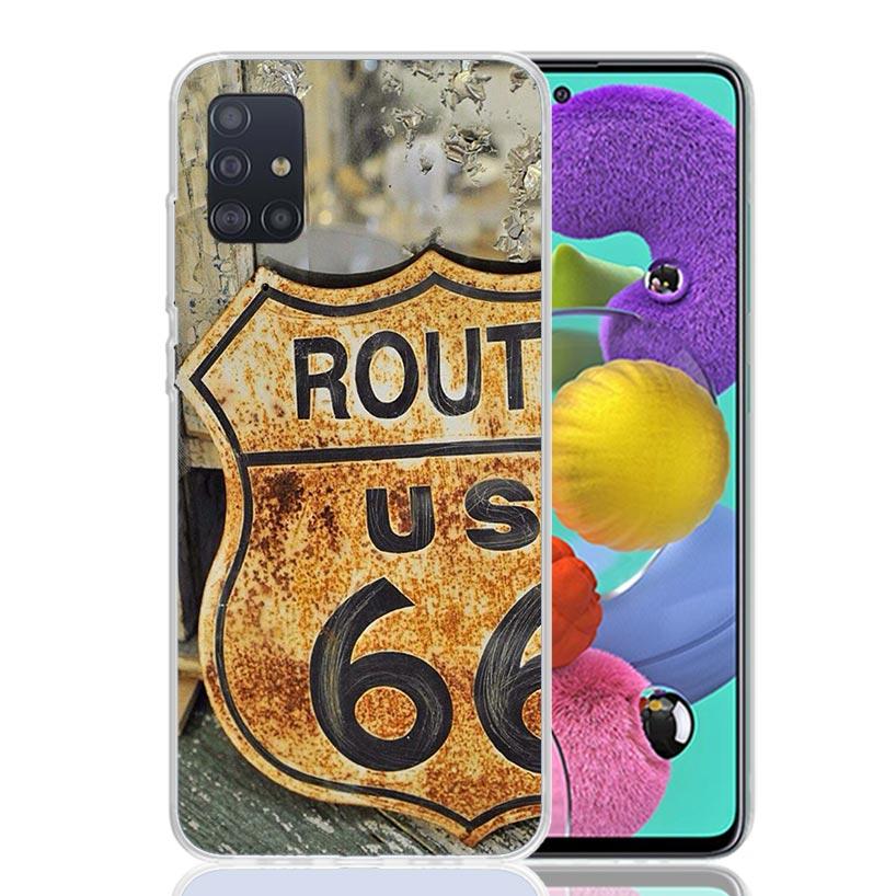 America Route 66 Phone Case For Samsung Galaxy A52 A32 A22 A12 A02S A50S A30S A51 A31 AA71 Note 20 Ultra 10 S10 Plus Galaxy A52