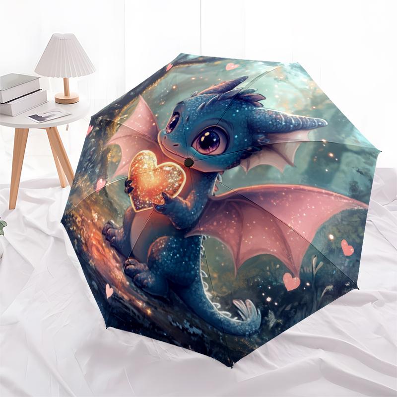 Dragon Pattern, Automatic Folding Umbrella, Portable and Foldable Design, 8 Ribs, a Christmas or Birthday Gift.