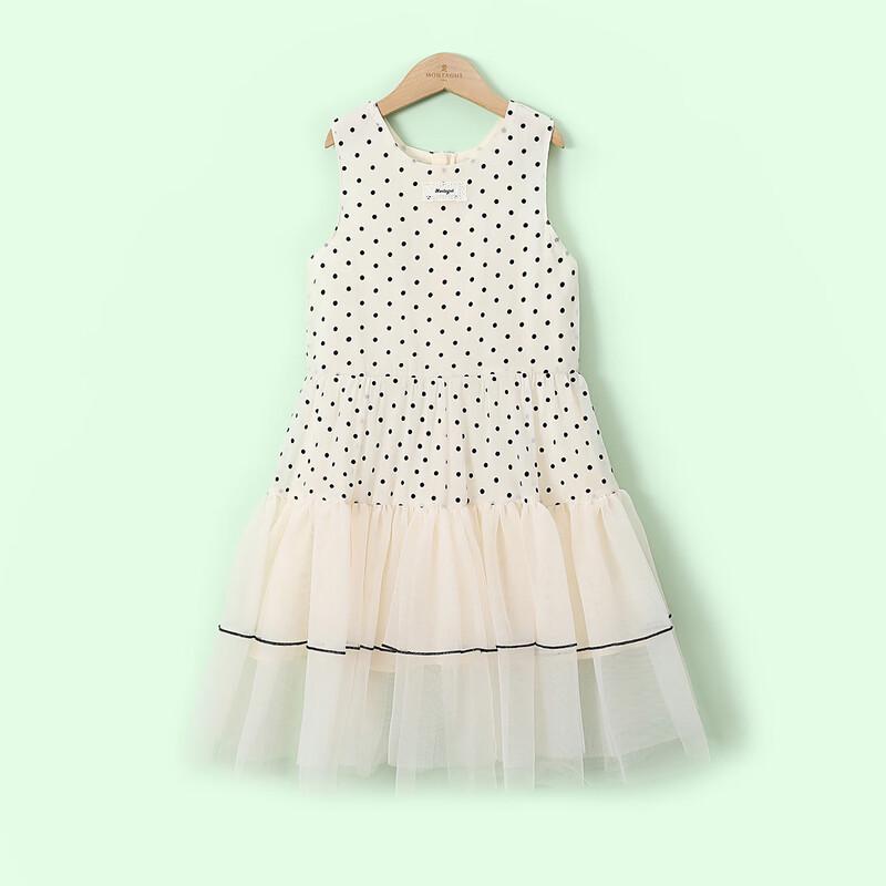 Montagut Girls  Summer Polka Dot Mesh Sleeveless Dress 140