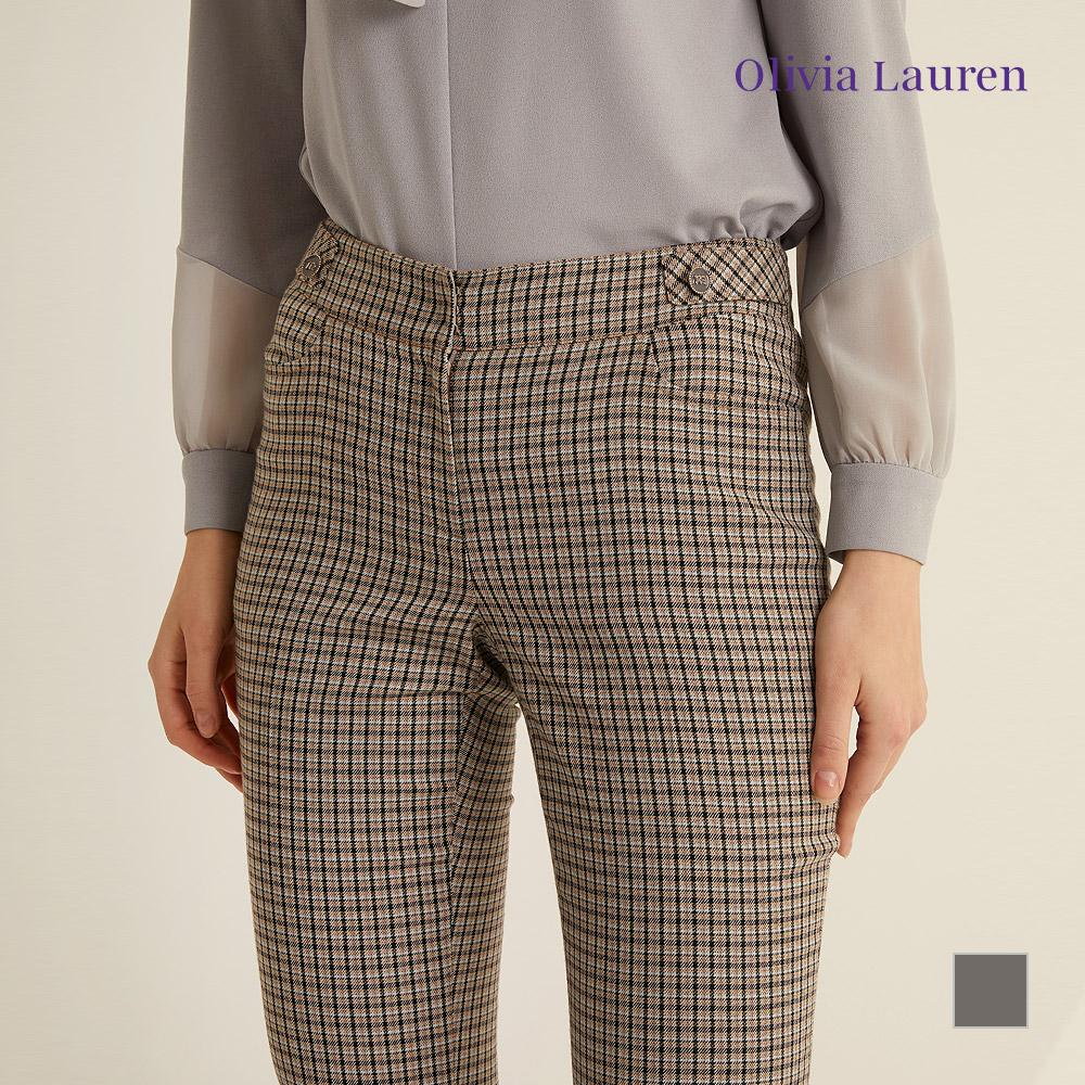 OLIVIALAUREN Straight Fit Check Pants_Vocdlxs1231