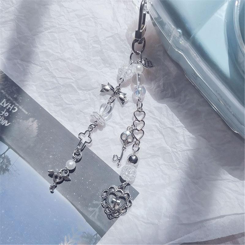 Bowknot Pendant Keychain Multicolor Pentagrams Crucifix Key Chain Fashionable Decoration for Phones Car Keys Bags