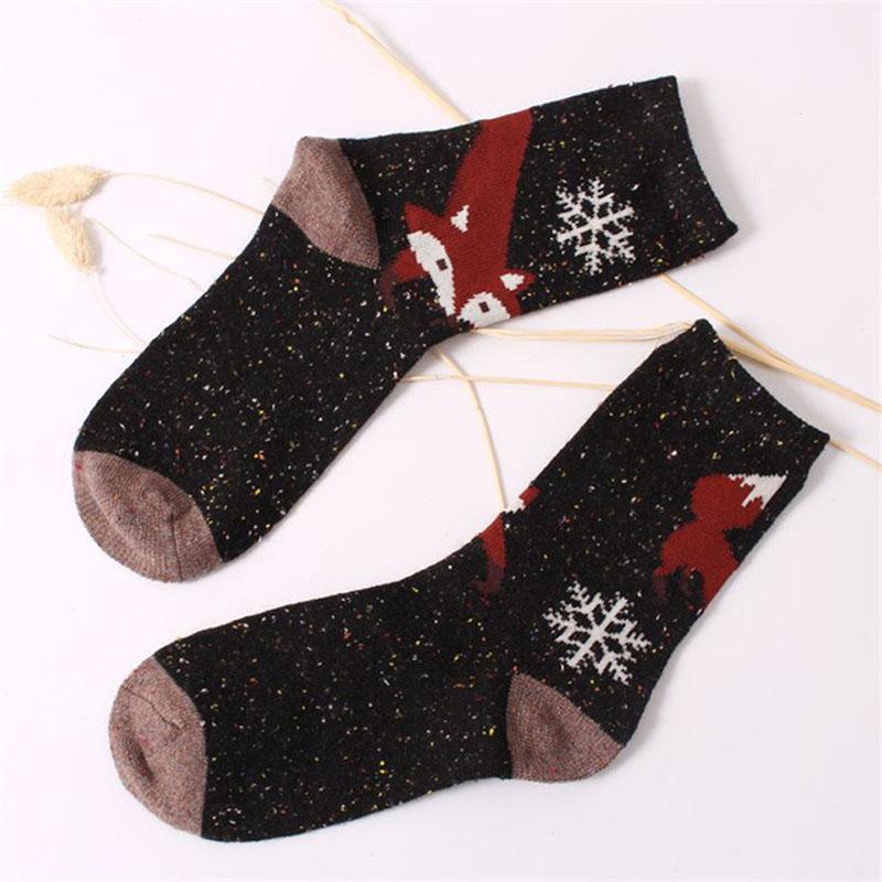 Koreanische Dicke Wolle Damen Mädchen Crew Socken Herbst Winter Von Harajuku Tier Fuchs Wolf Gestreifte Socken Lieblich Süß Weihnachten Dropship
