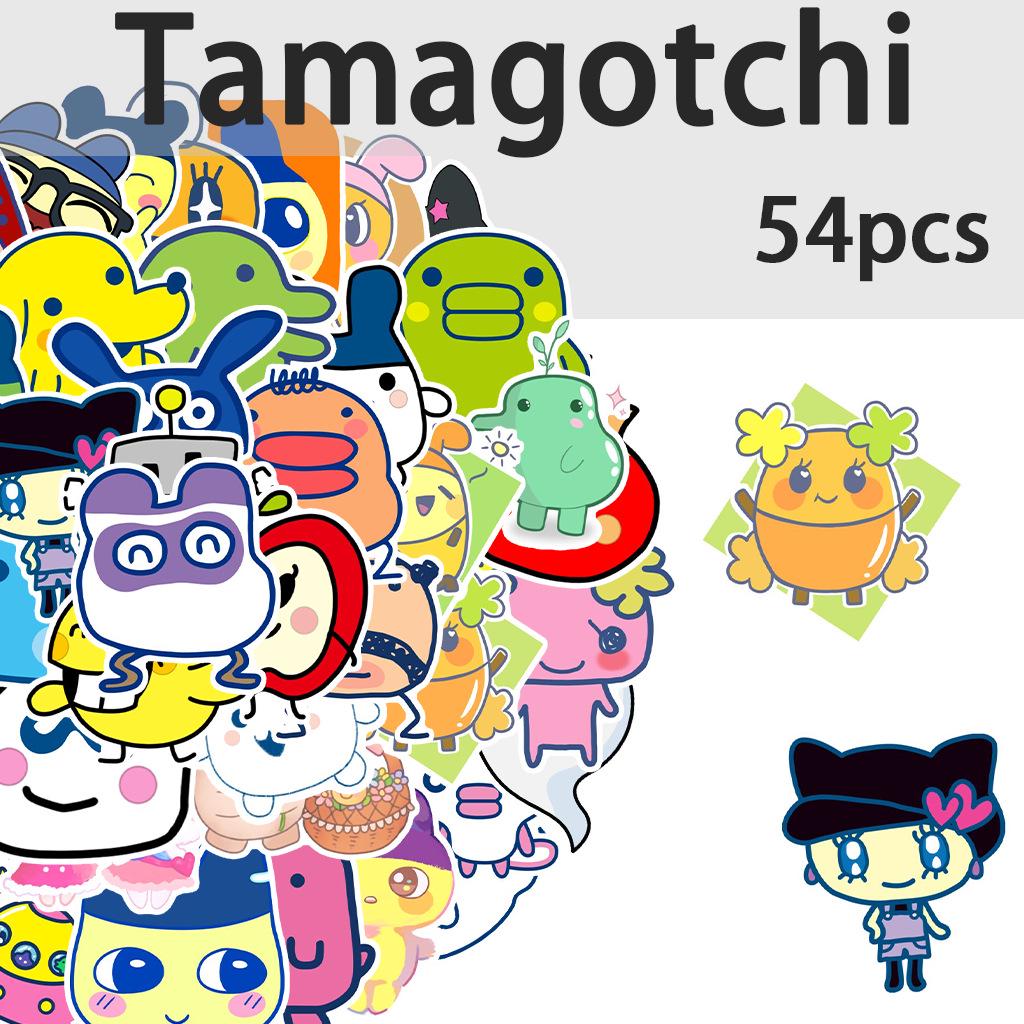 54 Cute Cartoon Tamagotchi Stickers for Skateboards, Stationery, and Notebooks - DIY Decorative Set