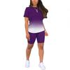 Summer 2pcs Outfits For Women Short Sleeve T-Shirts Pants Shorts Set Gradient Color Tracksuit Sportwear