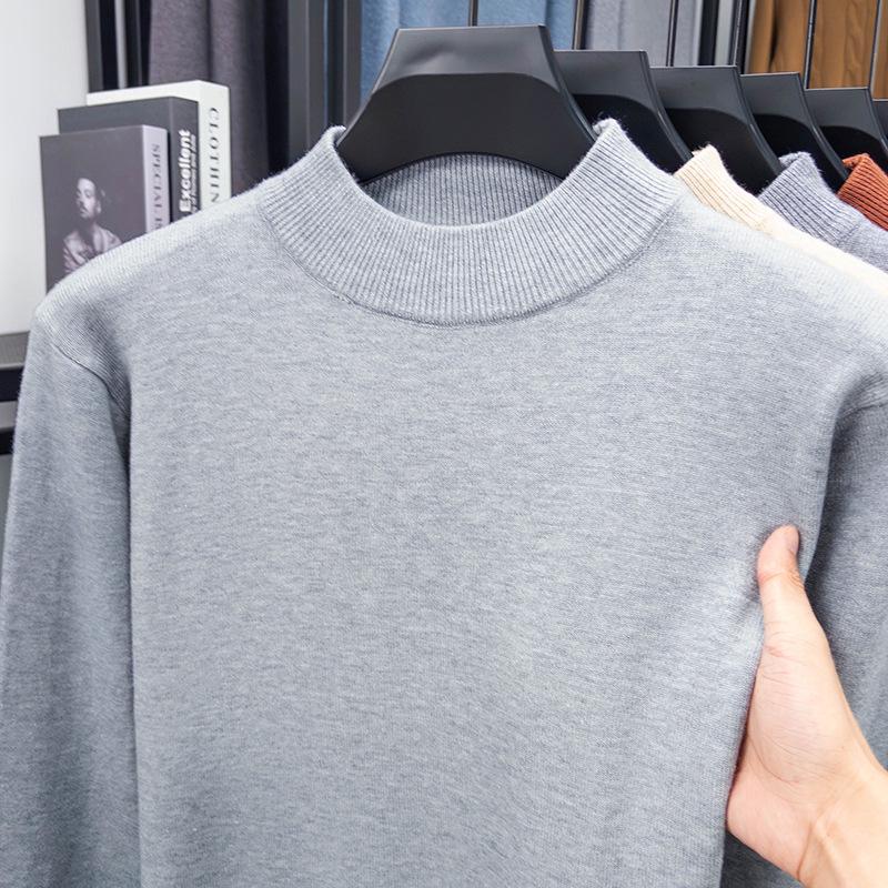 

Men s High Neck Warm Pullover - Solid Color, Versatile, Thickened Base Layer for Autumn/Winter 3XL - 125